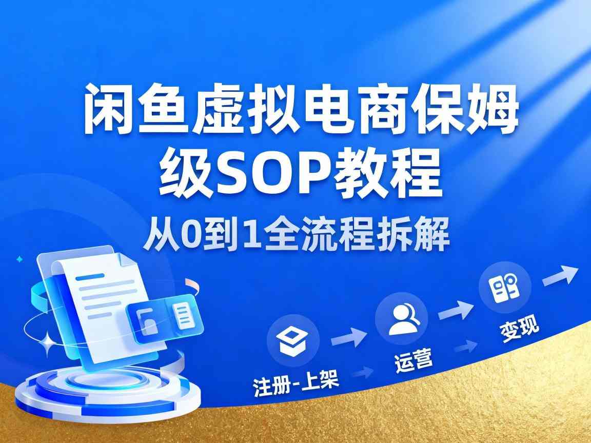 闲鱼虚拟电商，月入轻松过1W，保姆级SOP教程-阿权资源社