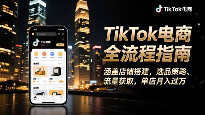 TikTok电商全流程指南，涵盖店铺搭建、选品策略、流量获取，单店月入过万-阿权资源社