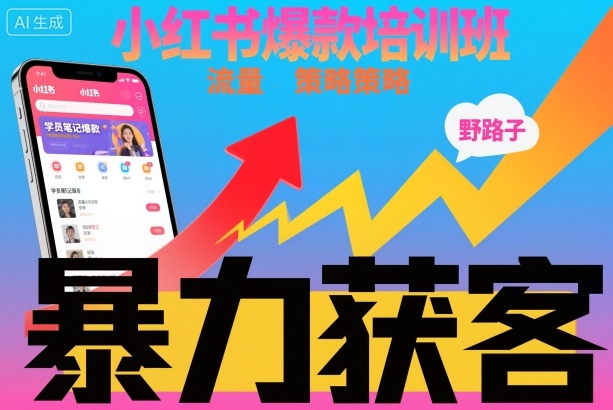 小红书爆款培训班，小红书获客野路子流量打法，暴力持续获客-阿权资源社