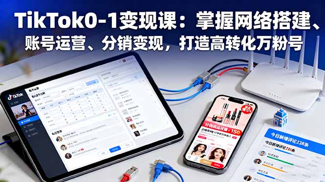 TikTok0-1变现课：掌握网络搭建、账号运营、分销变现，打造高转化万粉号-阿权资源社