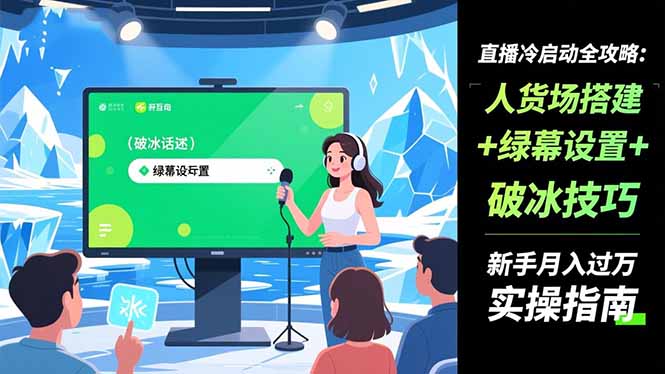 直播冷启动全攻略:人货场搭建+绿幕设置+破冰技巧，新手月入过万实操指南-阿权资源社