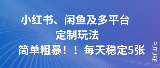 小红书、闲鱼及多平台定制玩法简单粗暴！每天稳定5张-阿权资源社