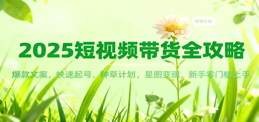 2025短视频带货全攻略：爆款文案，快速起号，种草计划，星图变现，新手零门槛上手-阿权资源社