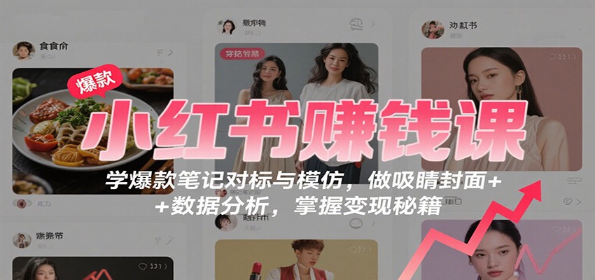 小红书赚钱课：学爆款笔记对标与模仿，做吸睛封面 + 数据分析，掌握变现秘籍-阿权资源社