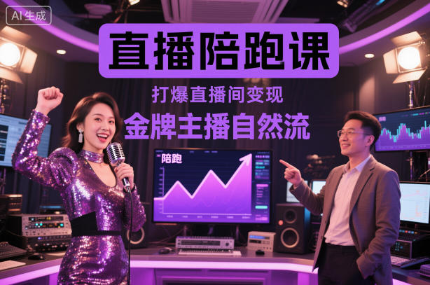 直播陪跑课,金牌主播自然流打爆直播间,复制高变现玩法-阿权资源社