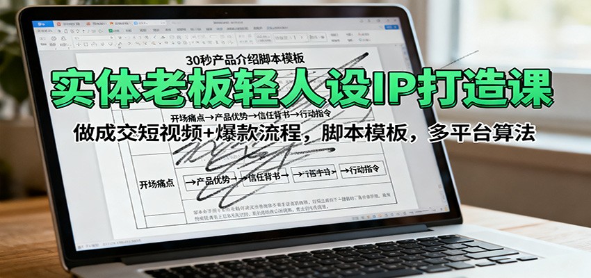 实体老板轻人设IP打造课：做成交短视频+爆款流程，脚本模板，多平台算法-阿权资源社