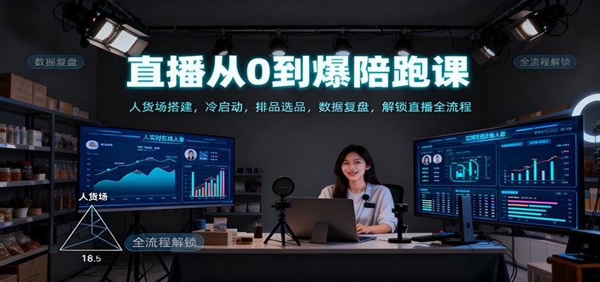 直播从0到爆陪跑课：人货场搭建，冷启动，排品选品，数据复盘，解锁直播全流程-阿权资源社