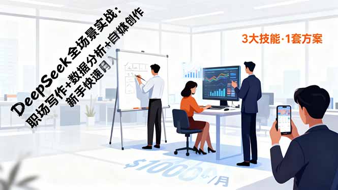 DeepSeek全场景实战:职场写作+数据分析+自媒体创作,新手快速月入过万-阿权资源社