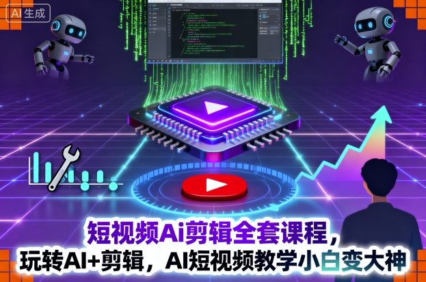 短视频Ai剪辑全套课程，玩转AI+剪辑，AI短视频教学小白变大神-阿权资源社