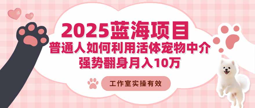 2025蓝海项目：普通人如何利用活体宠物中介，强势翻身月入10万-阿权资源社