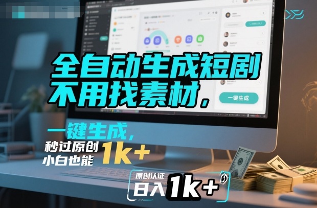 全自动生成短剧，不用找素材，不用剪辑，一键生成，秒过原创，小白也能轻松日入1k+【揭秘】-阿权资源社