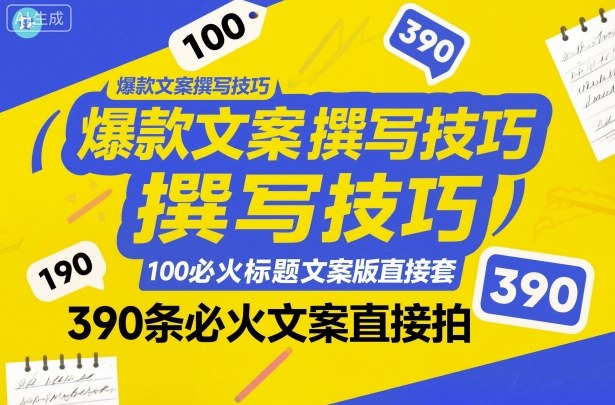 爆款文案撰写技巧,100个必火标题文案模版直接套,390条必火文案直接拍-阿权资源社
