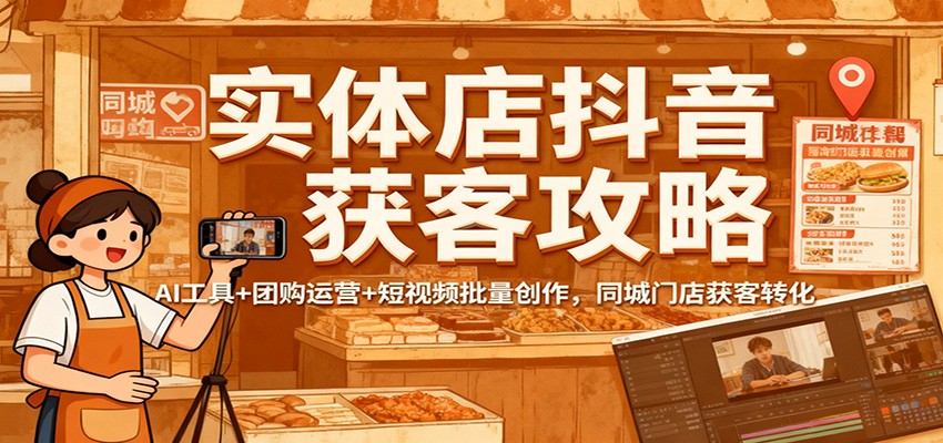 实体店抖音获客攻略：AI工具+团购运营+短视频批量创作，同城门店获客转化-阿权资源社