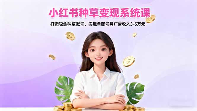 小红书种草变现系统课：打造吸金种草账号，实现单账号月广告收入3-5万元-阿权资源社