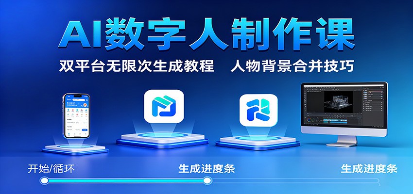 AI数字人制作课：双平台无限次生成教程，人物背景合并技巧-阿权资源社
