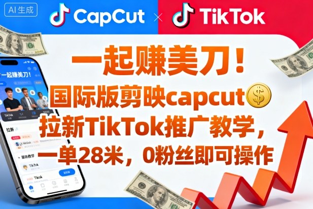 一起賺美刀！国际版剪映capcut拉新TikTok推广教学，一单28米，0粉丝即可操作(附推广入口和教学)-阿权资源社