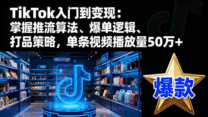 TikTok入门到变现：掌握推流算法、爆单逻辑、打品策略，单条视频播放量50w-阿权资源社